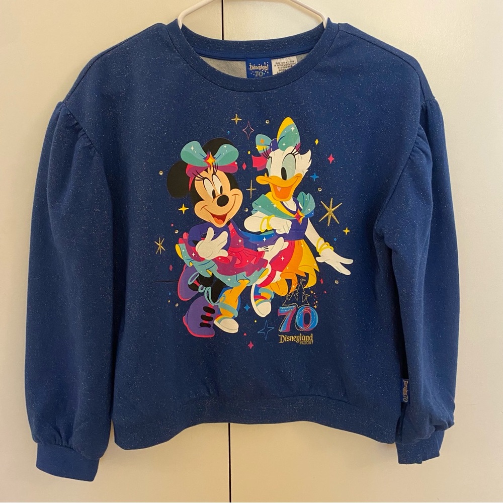 NWOT Disney 70th Anniversary Blue Sweatshirt with Minnie and Daisy